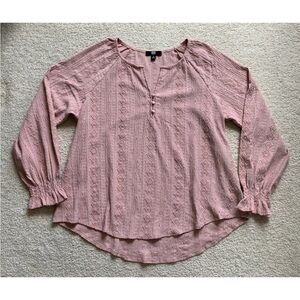 Frye Textured Peasant Top Womens S Dusty Pink Long Sleeve Poet Blouse Bohemian
